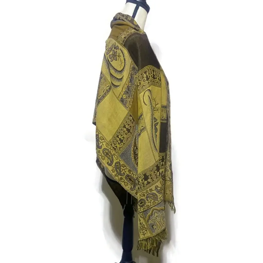Shoulder Wrap Scarf Two-Toned Brown 67x27